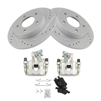 TRQ® - Performance Semi-Metallic Rear Brake Kit with Calipers