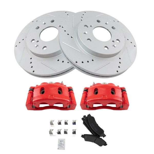 TRQ® - Performance Semi-Metallic Front Brake Kit with Calipers