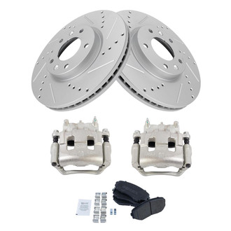 TRQ® - Performance Semi-Metallic Front Brake Kit with Calipers