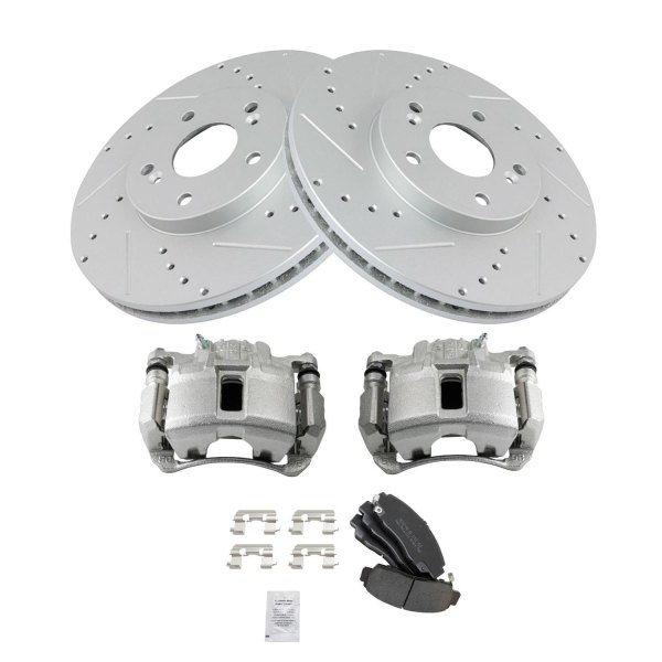 TRQ® - Performance Semi-Metallic Front Brake Kit with Calipers