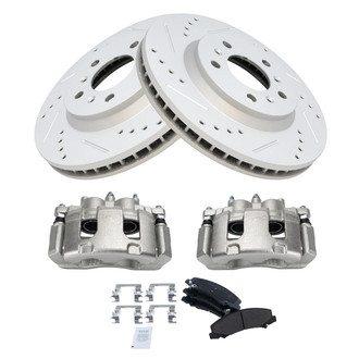 TRQ® - Performance Semi-Metallic Front Brake Kit with Calipers