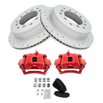 TRQ® - Performance Semi-Metallic Rear Brake Kit with Calipers
