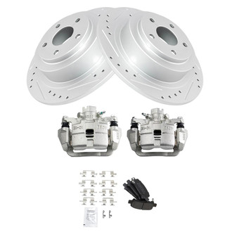 TRQ® - Performance Semi-Metallic Rear Brake Kit with Calipers