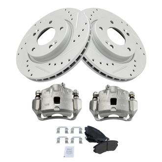 TRQ® - Performance Semi-Metallic Front Brake Kit with Calipers