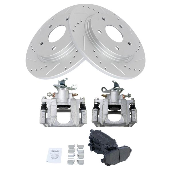 TRQ® - Performance Semi-Metallic Rear Brake Kit with Calipers