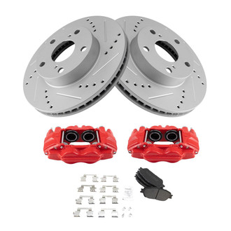 TRQ® - Performance Semi-Metallic Front Brake Kit with Calipers