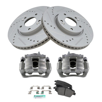 TRQ® - Performance Semi-Metallic Front Brake Kit with Calipers