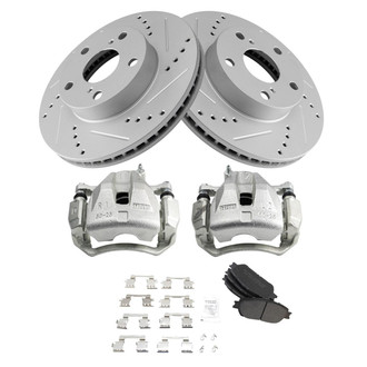 TRQ® - Performance Semi-Metallic Front Brake Kit with Calipers