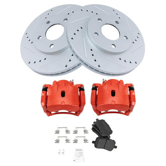 TRQ® - Performance Semi-Metallic Front Brake Kit with Calipers