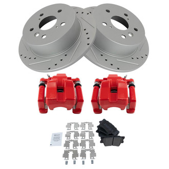 TRQ® - Performance Semi-Metallic Rear Brake Kit with Calipers