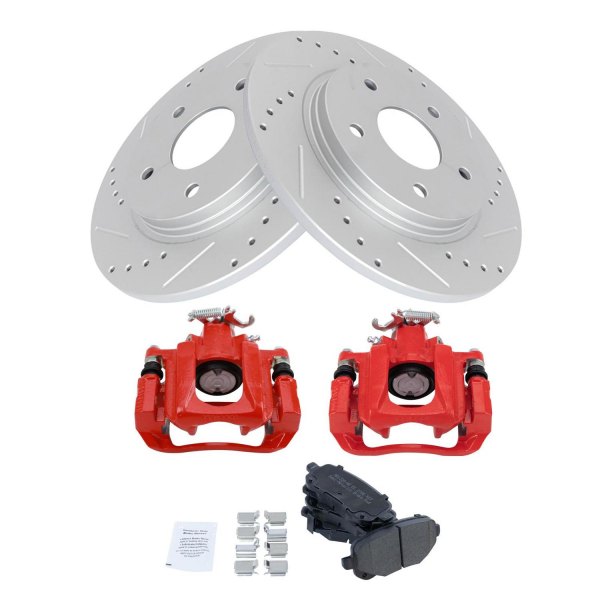 TRQ® - Performance Semi-Metallic Rear Brake Kit with Calipers