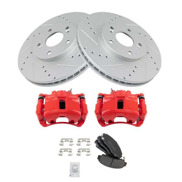 TRQ® - Performance Semi-Metallic Front Brake Kit with Calipers