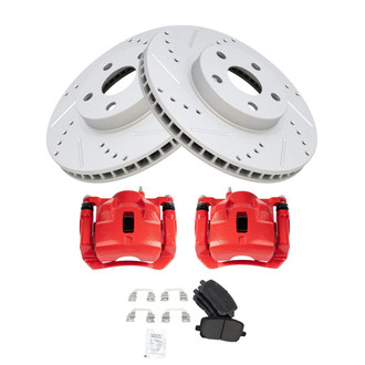 TRQ® - Performance Semi-Metallic Front Brake Kit with Calipers