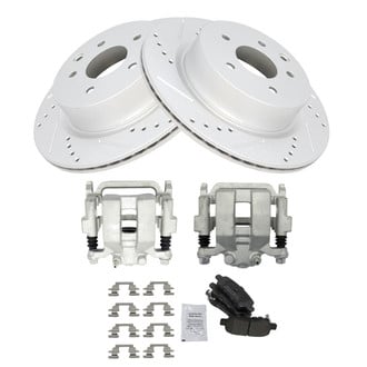 TRQ® - Performance Semi-Metallic Rear Brake Kit with Calipers