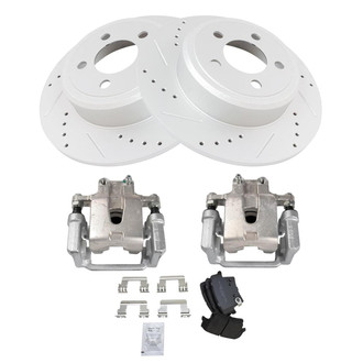 TRQ® - Performance Semi-Metallic Rear Brake Kit with Calipers