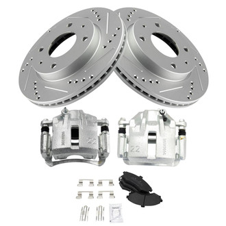 TRQ® - Performance Semi-Metallic Front Brake Kit with Calipers