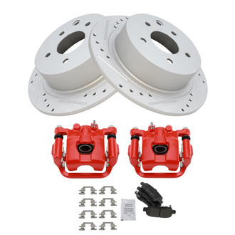 TRQ® - Performance Semi-Metallic Rear Brake Kit with Calipers