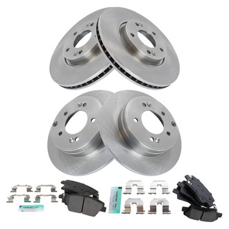 TRQ® - Front and Rear Disc Brake Kit with Semi-Metallic Pads
