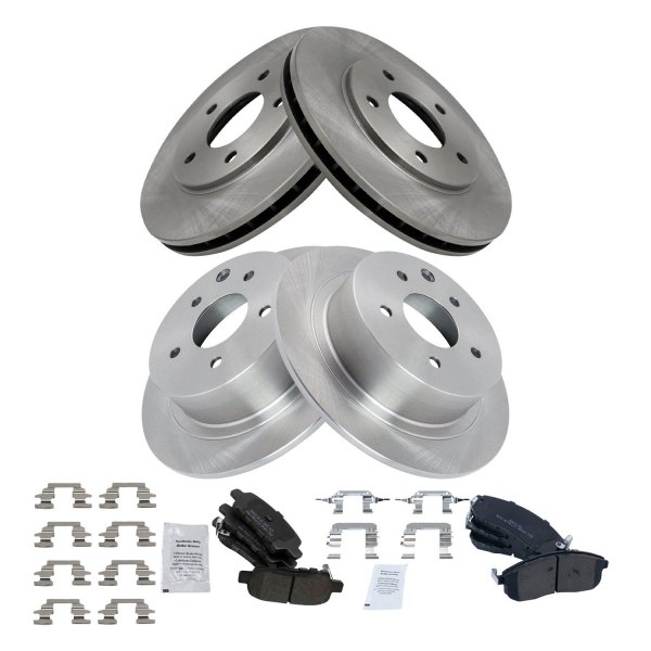 TRQ® - Front and Rear Disc Brake Kit with Semi-Metallic Pads