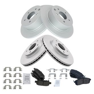 TRQ® - Front and Rear Disc Brake Kit with Semi-Metallic Pads