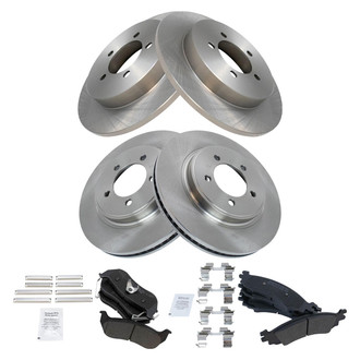 TRQ® - Front and Rear Disc Brake Kit with Semi-Metallic Pads