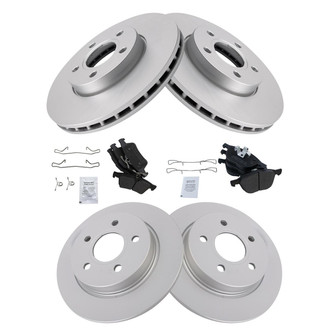 TRQ® - Front and Rear Disc Brake Kit with Semi-Metallic Pads
