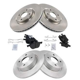 TRQ® - Front and Rear Disc Brake Kit with Semi-Metallic Pads