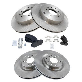 TRQ® - Front and Rear Disc Brake Kit with Semi-Metallic Pads