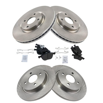 TRQ® - Front and Rear Disc Brake Kit with Semi-Metallic Pads