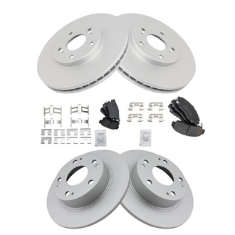 TRQ® - Front and Rear Disc Brake Kit with Semi-Metallic Pads