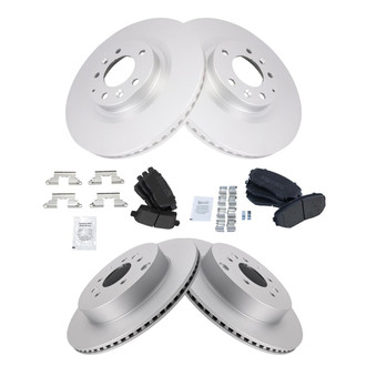 TRQ® - Front and Rear Disc Brake Kit with Semi-Metallic Pads
