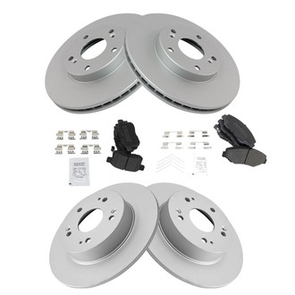 TRQ® - Front and Rear Disc Brake Kit with Semi-Metallic Pads