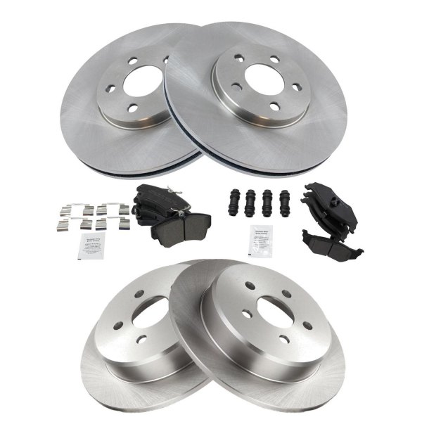 TRQ® - Front and Rear Disc Brake Kit with Semi-Metallic Pads