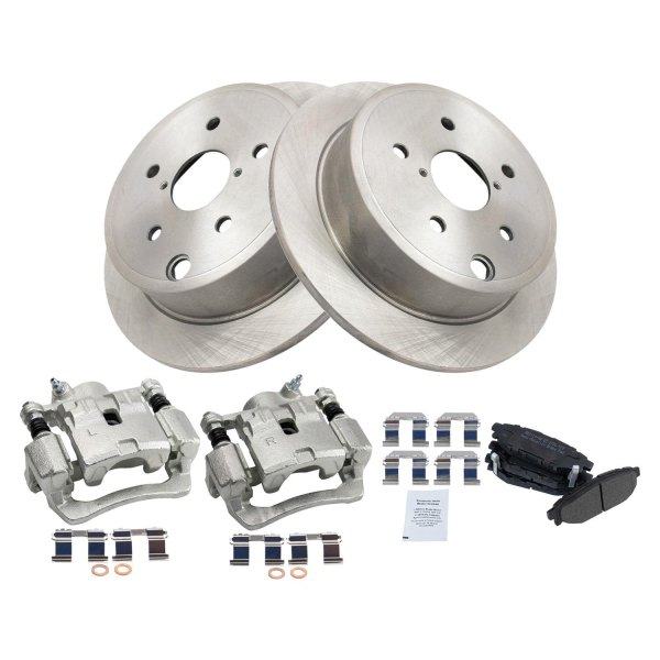 TRQ® - Rear Driver and Passenger Side Disc Brake Kit with Semi-Metallic Pads and Calipers