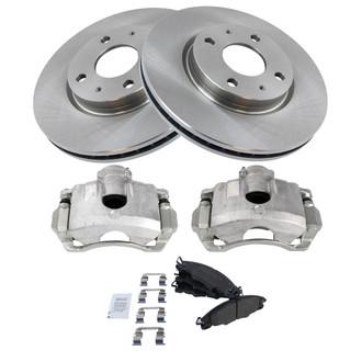 TRQ® - Front Driver and Passenger Side Disc Brake Kit with Semi-Metallic Pads and Calipers