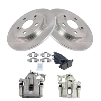 TRQ® - Rear Driver and Passenger Side Disc Brake Kit with Semi-Metallic Pads and Calipers