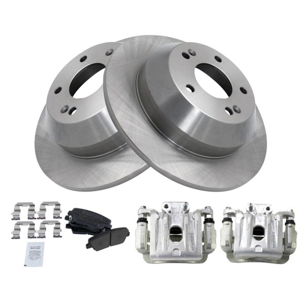 TRQ® - Rear Driver and Passenger Side Disc Brake Kit with Semi-Metallic Pads and Calipers