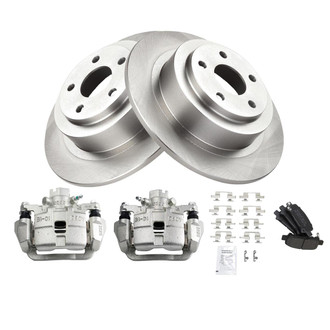 TRQ® - Rear Driver and Passenger Side Disc Brake Kit with Semi-Metallic Pads and Calipers