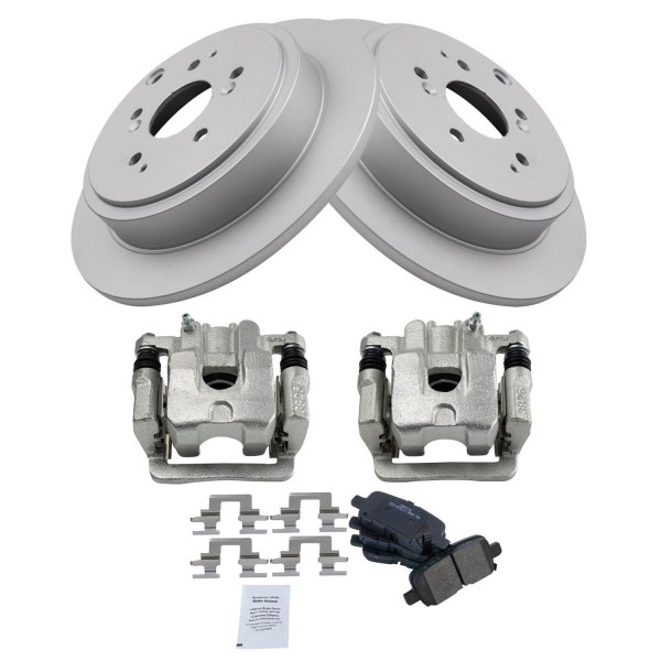 TRQ® - Rear Driver and Passenger Side Disc Brake Kit with Semi-Metallic Pads and Calipers
