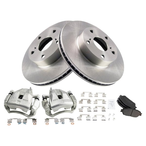 TRQ® - Front Driver and Passenger Side Disc Brake Kit with Semi-Metallic Pads and Calipers