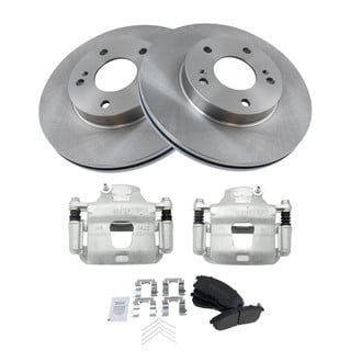 TRQ® - Front Driver and Passenger Side Disc Brake Kit with Semi-Metallic Pads and Calipers