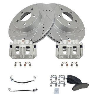TRQ® - Performance Ceramic Front Brake Kit with Calipers and Hoses