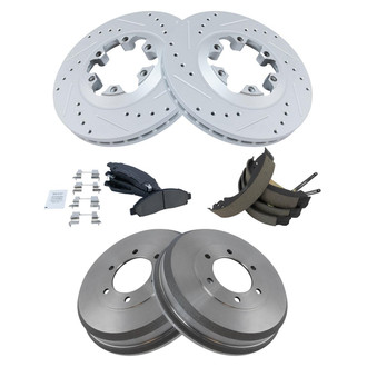 TRQ® - Performance Ceramic Brake Kit with Drum and Shoes