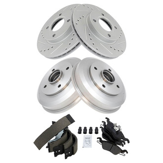 TRQ® - Performance Ceramic Brake Kit with Drum and Shoes