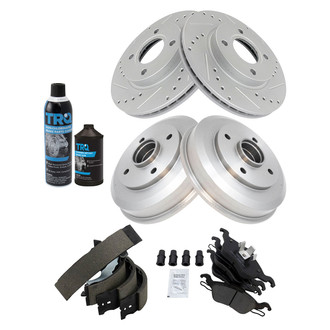 TRQ® - Performance Ceramic Front and Rear Brake Kit with Drum and Shoes