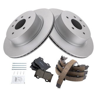 TRQ® - Rear Disc Brake Kit with Ceramic Pads and Shoes