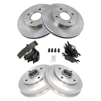 TRQ® - Performance Ceramic Front and Rear Brake Kit with Drum and Shoes