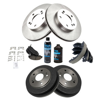 TRQ® - Front and Rear Disc Brake Kit with Ceramic Pads and Shoes