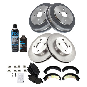 TRQ® - Performance Ceramic Front and Rear Brake Kit with Drum and Shoes