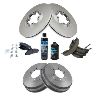 TRQ® - Performance Ceramic Front and Rear Brake Kit with Drum and Shoes